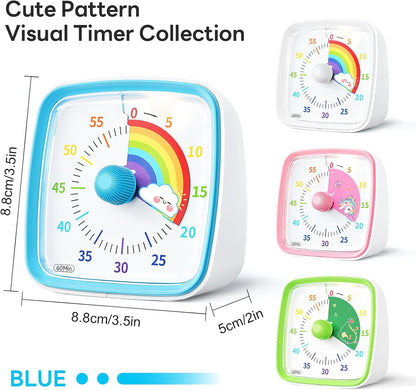 Yunbaoit Visual Timer with Night Light, 60-Minute Countdown Timer for Kids and Adults, Silent Classroom Timer, Time Management Tool for Home, School, or Work (Light Blue)