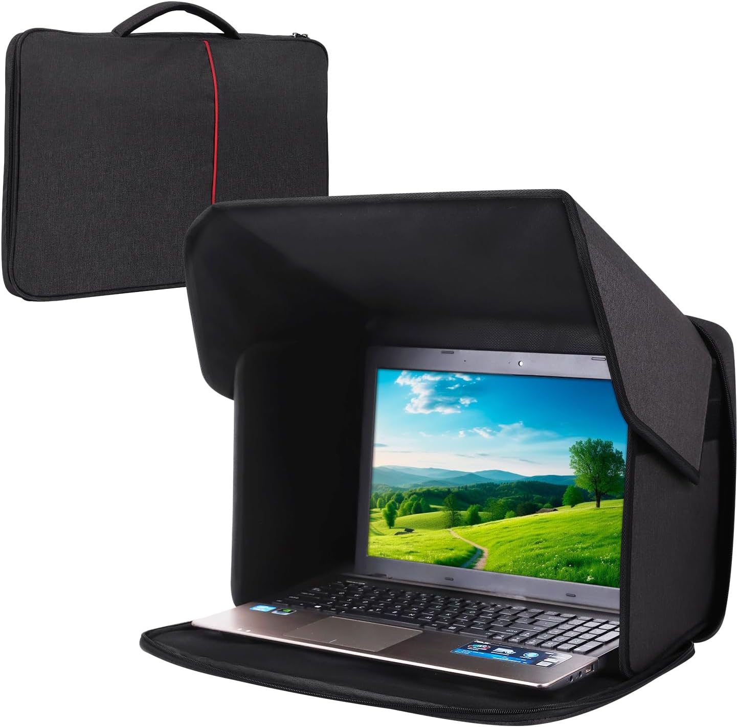 Laptop Sun Shade,Laptop Sun Shade for Working Outside,Foldable and Portable Screen Sun Glare Shield Sleeve,Outdoor Computer Cover,Privacy Protective Hood Sunshade Bag 12-14inch (Patent Pending)
