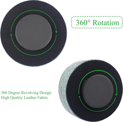 Round Leather Art Supply Organizer,Remote Control Holder,360 Degree Rotating,Multi-Functional Pencil Holder,4 Compartments Desktop Stationary Organizer(1-Fractal Flower) | Round - Colors B
