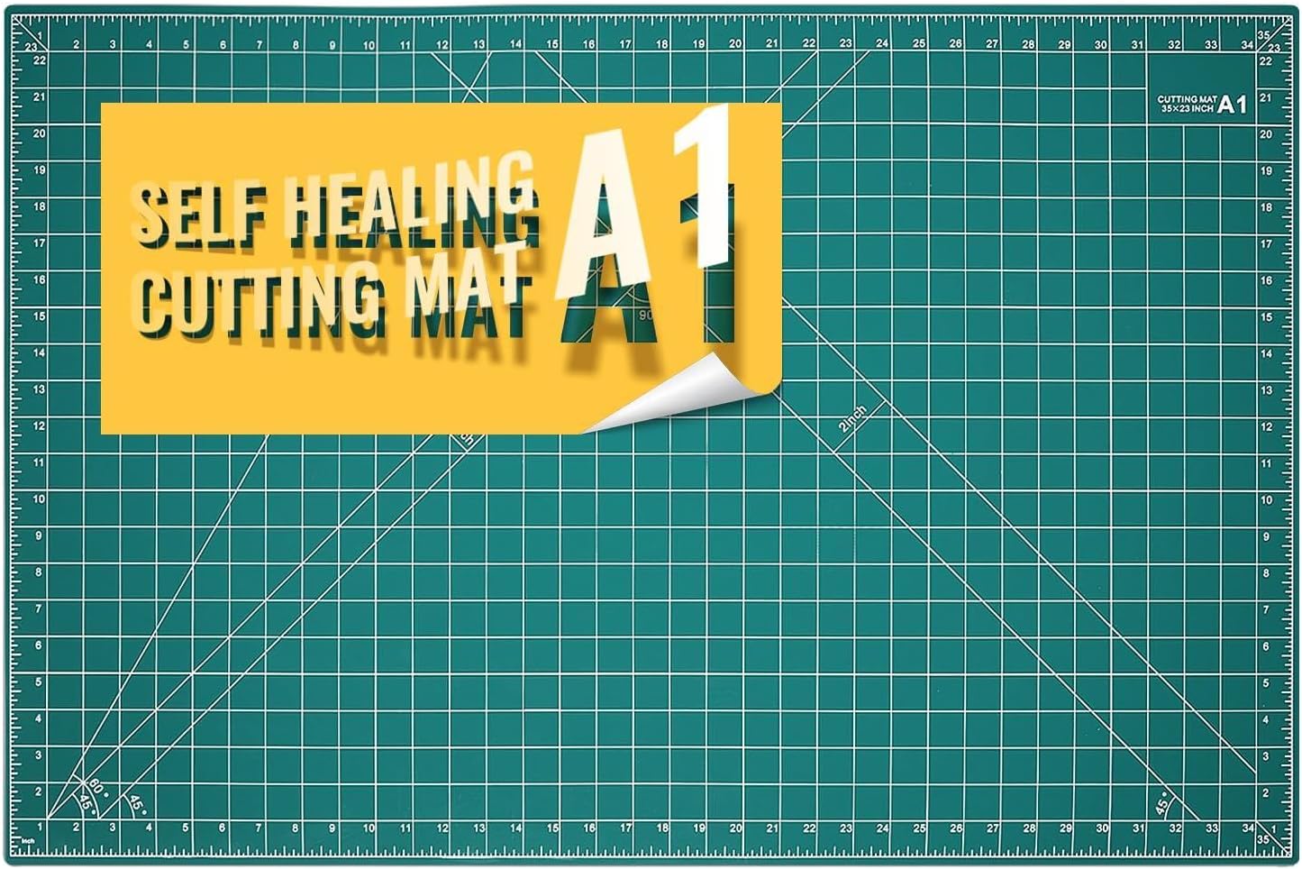 Prime Vinyl Cutting Mat, 23" x 35" Large Self Healing Sewing Mat, 5-Ply Heavy Cut Board, Rotary Cutting Mat for Crafts, Sewing Supplies and Quilting Tools.
