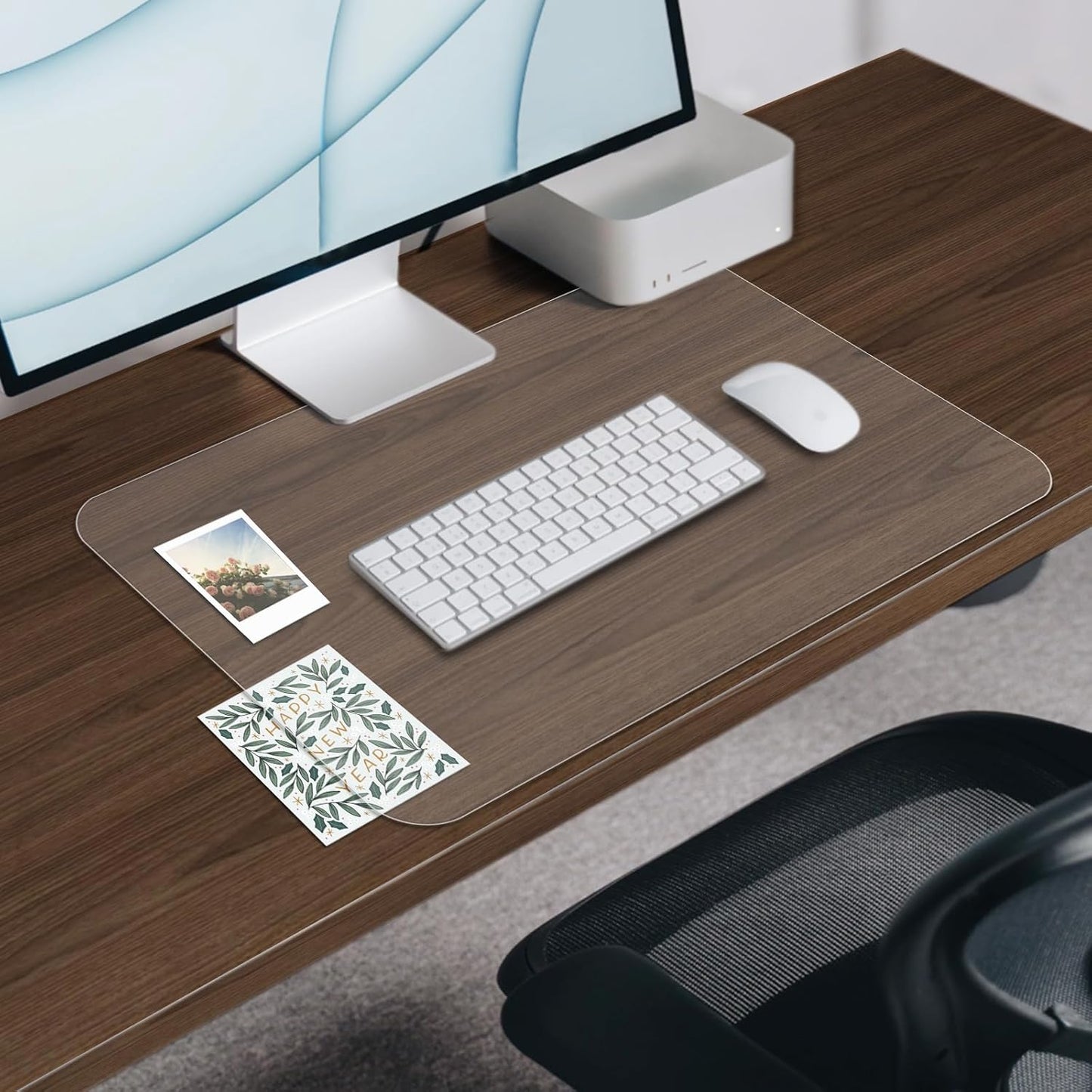 Clear Desk Mat, Clear Desk Pad 24 x 17 in, Desk Protector Mat for Writing & Working, Table Protector Anti-Water & Heat Resistant, for Home & Office, RBDM02T