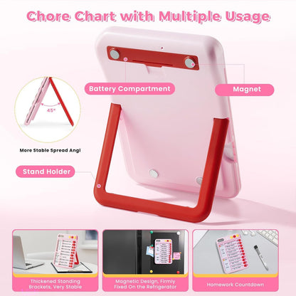 Chore Chart for Kids, Checklist Planning Board with Sliders, 19 Personalizable Sheets and Magnetic Marker, ADHD Tools for Kids to Do List Routine Chart Visual Schedule Board with Stand