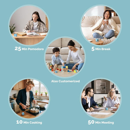 KADAMS Pomodoro Timer – Visual Cube with 5/10/30/60 Min Presets, LED Countdown Ring & Count Up Mode, Silent Flip Productivity Timer for Study, Classroom, Office, Cooking (Green 5-10-30-60 min)