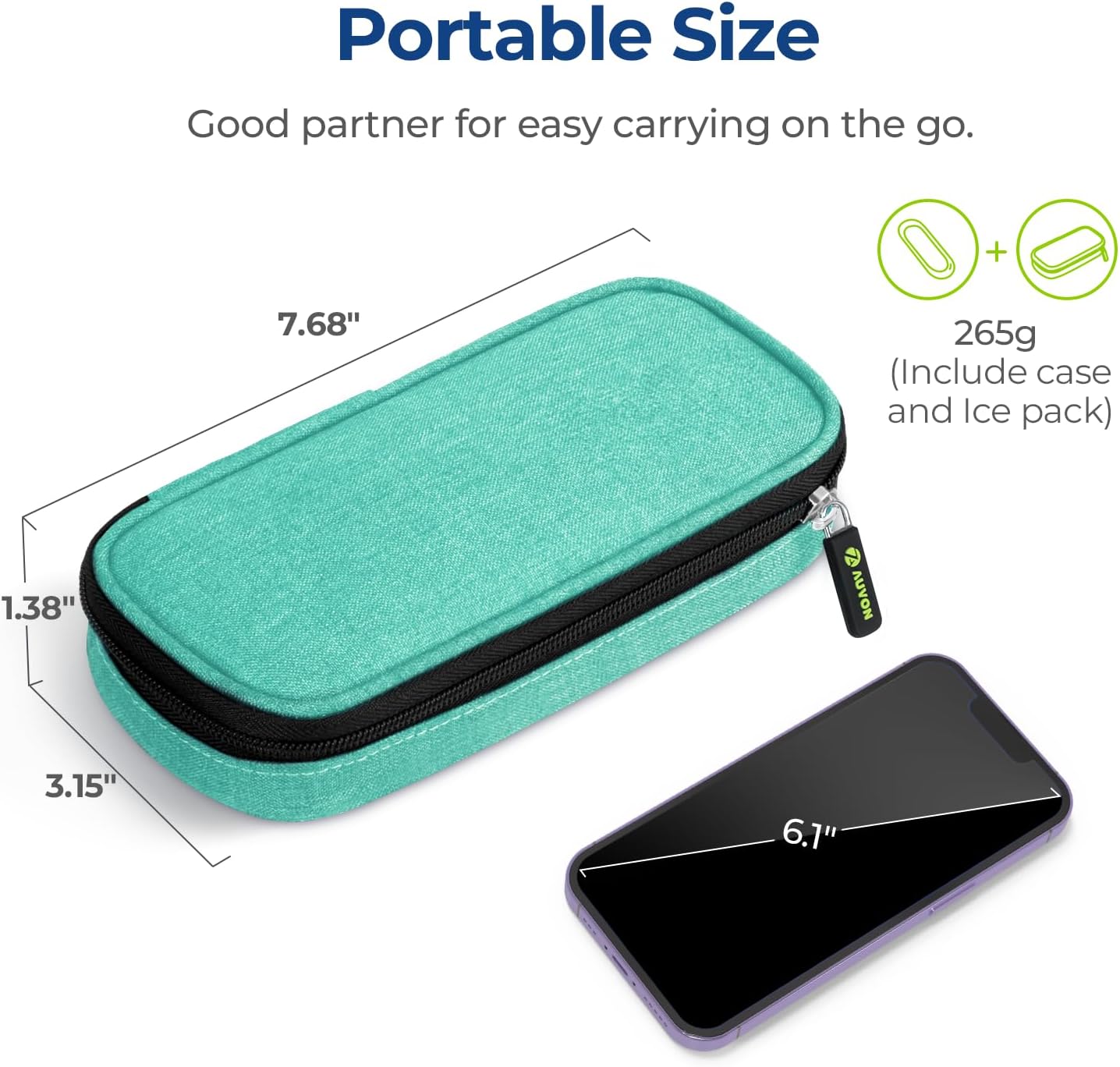 AUVON Insulin Cooler Travel Case with 2 x 90g TSA Approved Ice Packs, Diabetic Medication Insulated Cooling Bag for Insulin Pens and Diabetic Supplies Storage, Compact for Daily Life and Trips