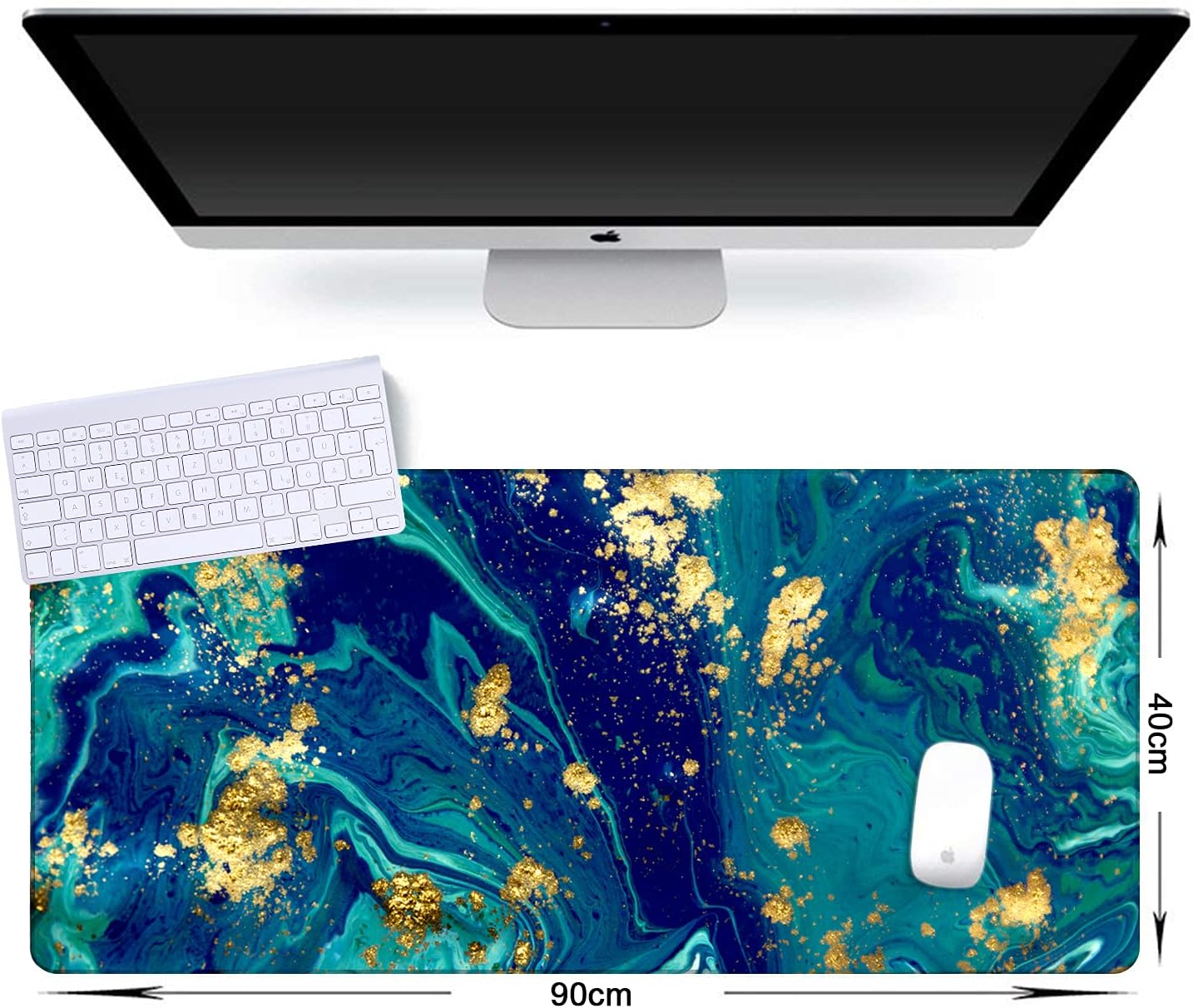 iCasso Desk Cover Mat, Office Mouse Pad, Desk Protector Mat, Extra Large Matt for Desktop,Anti-Slip XXL Big Mousepad with Stitched Edges for Computer Keyboard Retro Black - Colors A