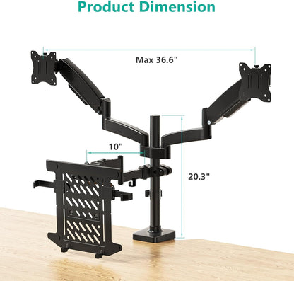 WALI Single Arm Laptop and Monitor Desk Mount for 17" Notebook and Up to 32" Screen, 2-in-1 Adjustable Monitor Arm with Laptop Tray, VESA 75x75 100x100,Holds 22-26.4 lbs, Black (GSMP001NLP)