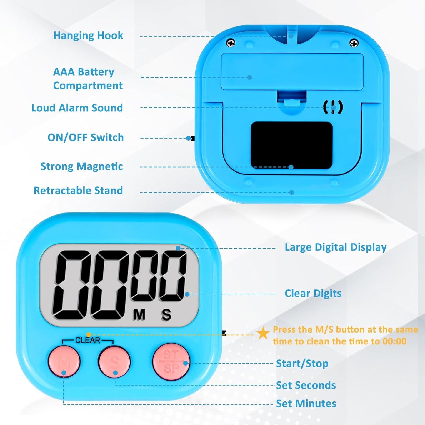 ZILLEEN Classroom Timers for Kids Classroom Magnetic Digital Kitchen Timers for Cooking Teachers Gym Game 6 Pcs