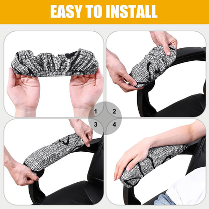 Smiry Stretch Printed Office Chair Armrest Covers, 2 Pcs Soft Fit Removable Washable Computer Desk Chair Arm Covers Protector, Black
