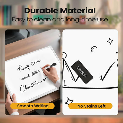 Small Dry Erase Board for Wall, 16" x 12" Double-Sided Hanging Whiteboard, Magnetic White Board with 4 Markers, 4 Magnets and 3 Mini Sticky Notes, Portable Whiteboard for Kids, School, Home, Office