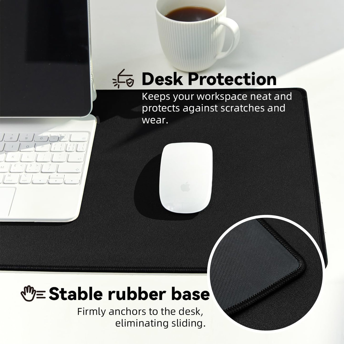 Reniteco Waterproof Large Gaming Mouse Pad with Durable Stitched Edges, Non-Slip Rubber Base, Grainy Jacquard Mouse Mat Desk Pad for Home Office Gaming, 31.5''x11.8''x0.12'', Matte Beige