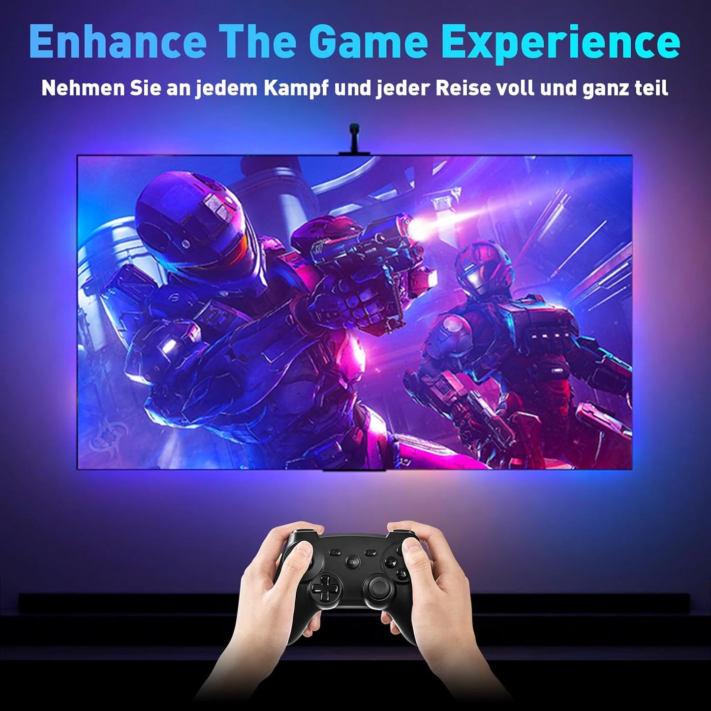 MIHEAL TV LED Backlight with AR Sensor,12.4FT RGB Strip Lights for 43-55 inch PC, TV & Monitor, Smart TV Lights Behind That Sync with Screen, Compatible with App Music Sync, for Gaming Room