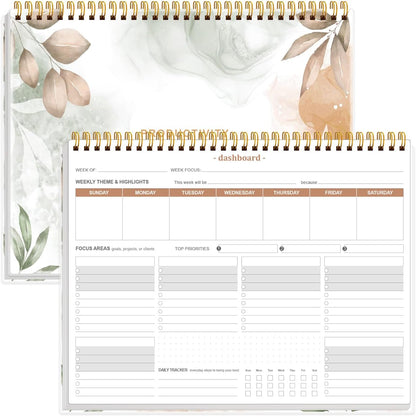 Weekly Productivity Planner - 8.5" x 11" Dashboard Desk Notepad Has 6 Focus Areas to List Tasks for Goals, Projects, Clients, Academic or Meal-Organize Your Daily Work Efficiently, 54 Weeks, Green