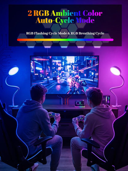 Clip on Light,10 RGB Colors+10 Brightness Clip on Desk Lamp with Clamp, 500 Lumen Bright 72 LED Desk Light, USB Adapter Reading Lights for Books in Bed/Headboard/Bedside Table/Bedroom/Dorm/Home Office