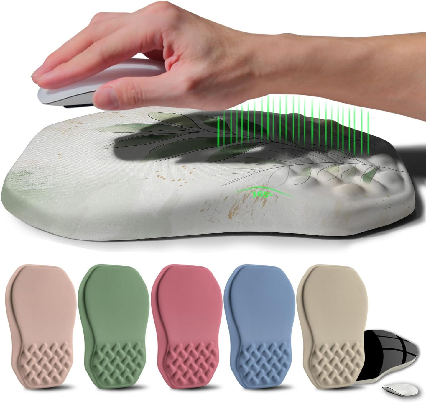 Ergonomic Raised Mouse Pad Wrist Support with Bilateral Slope Memory Foam Mousepad for Wrist Rest and Carpal Tunnel Pain Relief 11.8x7.9〃 Black