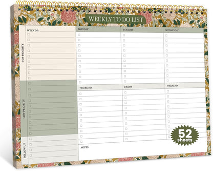 Weekly To Do List Notepad with 52 Undated Sheets（8.5"×11"）- Undated Weekly Planner Notepad for Office Desk Accessories and Supplies - Midnight Lilac