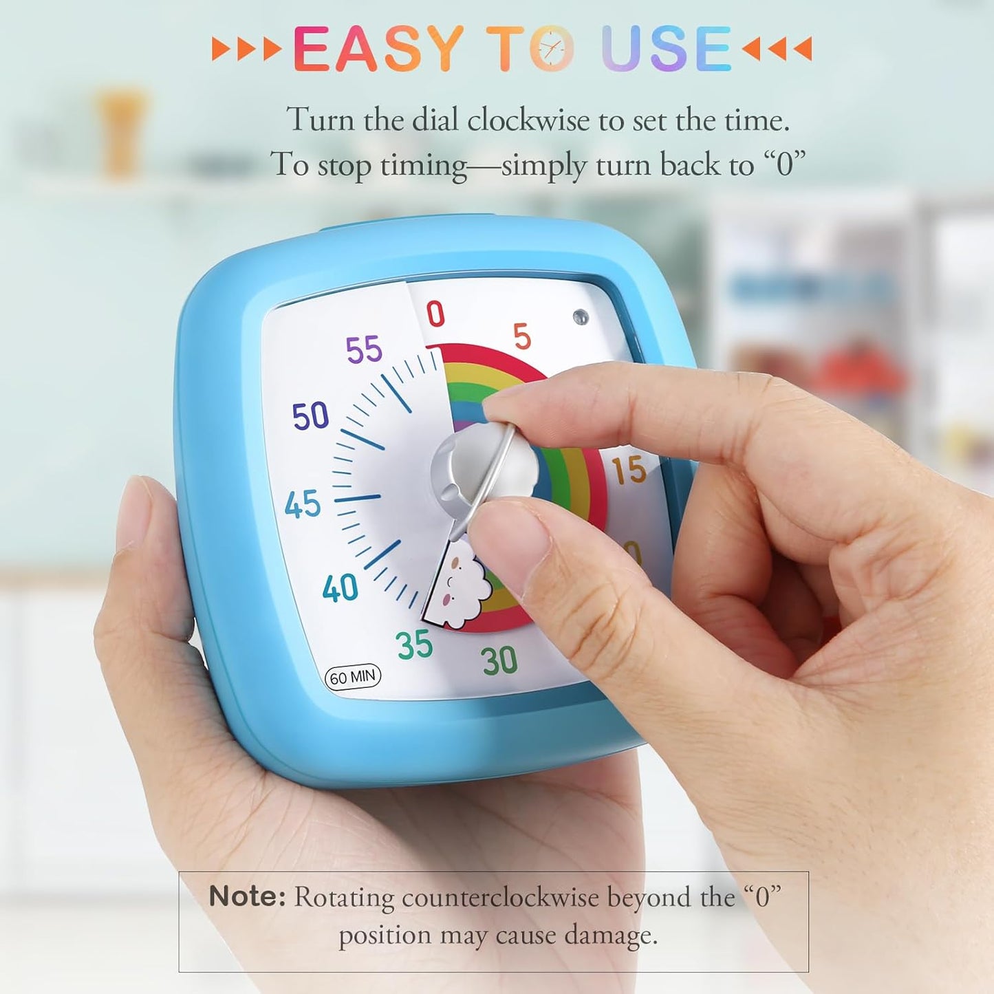 Secura 60-Minute Visual Timer, Silent Study Timer for Kids and Adults, Time Clocks, Time Management Countdown Timer for Teaching (Black & Cloud)