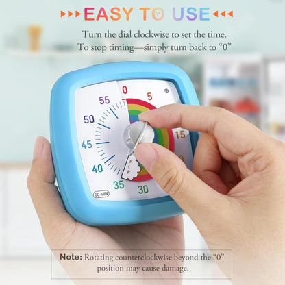 Secura 60-Minute Visual Timer, Silent Study Timer for Kids and Adults, Time Clocks, Time Management Countdown Timer for Teaching (Black & Cloud)