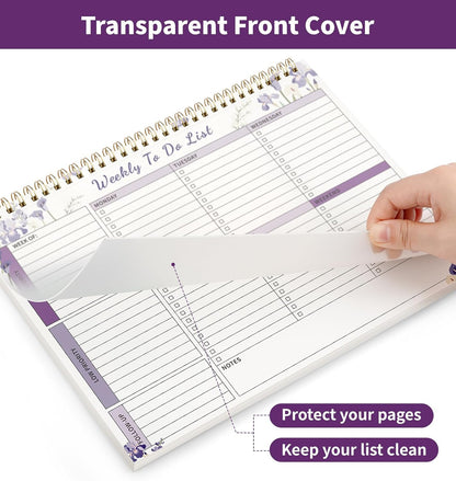 104 Pgs Weekly To Do List Notepad, 52 Duplex-Printed Undated Sheets 100 GSM（8.5"×11") Weekly Desk Planner For Work Home School Office Desk Accessories Supplies & Goal Setting Tasks - Green