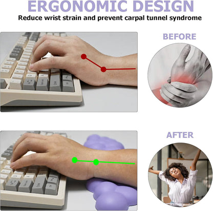 Cloud Wrist Rest Keyboard, PU Leather Memory Foam Wrist Rest for Computer Keyboard, Ergonomic Keyboard Wrist Rest and Cute Mouse Wrist Rest for Gaming,Office,Computer,Typing Pain Relief,Pastel Green