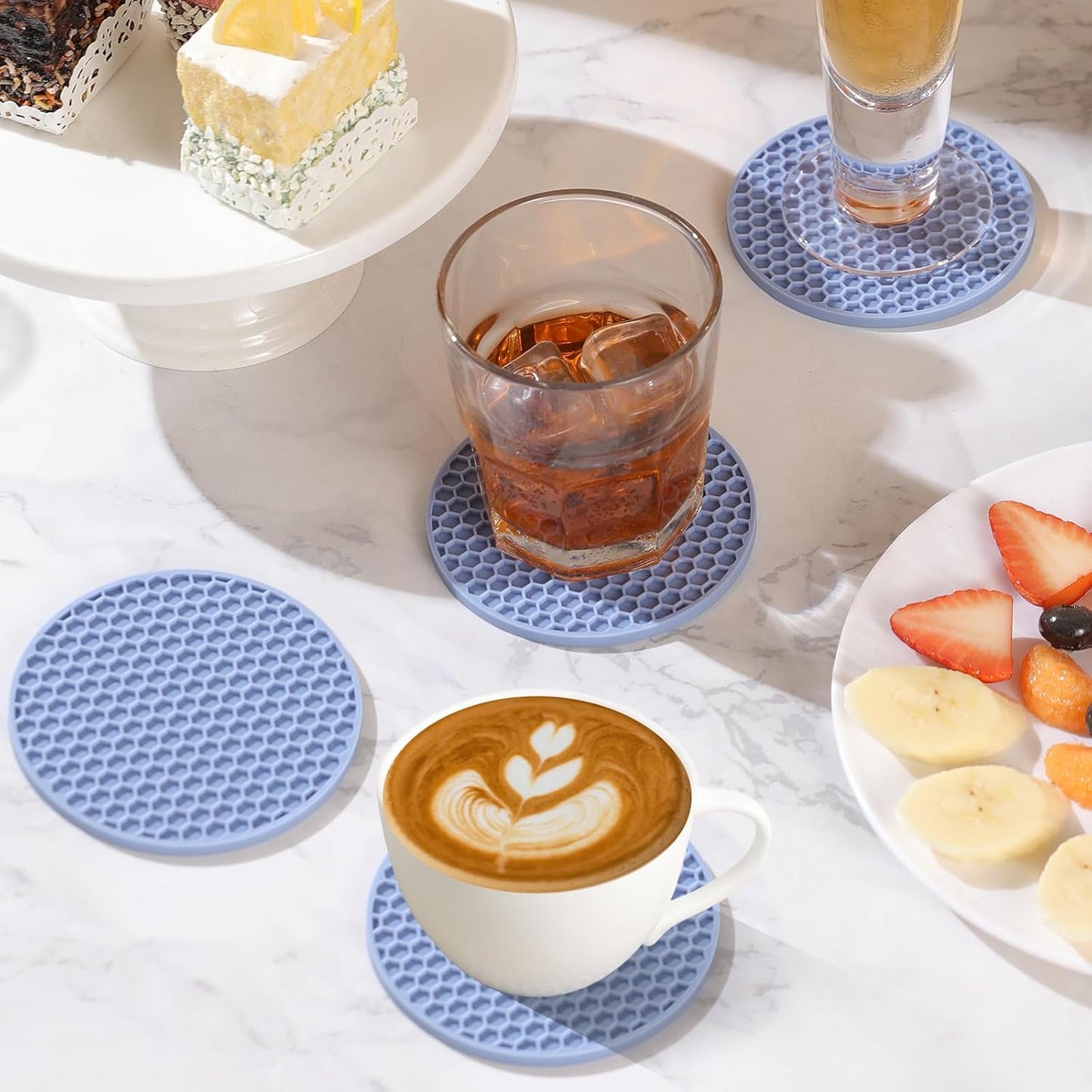 TWTLi Silicone Coasters Set of 8 with Holder,Coasters for Drinks,Beer,Coffee Coasters,Suitable for Kinds Cups,Hot or Cold,Anti-SLI,Non-Stick,Anti-Overflow Tabletop Protection and Decor (8 Pcs, Black)