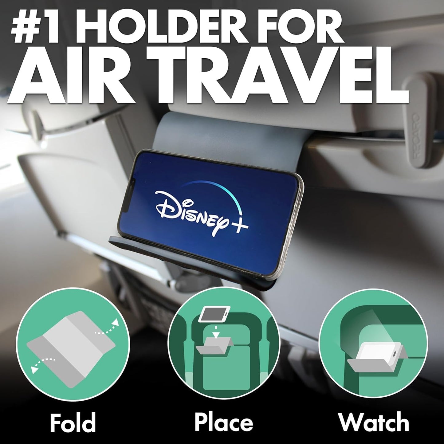 Flight Flap Airplane Phone Holder, Flexible Cell Phone Holder, Folding Cellphone Stand for Desk, Bed, Office, Treadmill - Airplane Gadgets for Long Travel Accessories - Plane Essentials (Green)