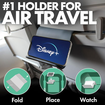 Flight Flap Airplane Phone Holder, Flexible Cell Phone Holder, Folding Cellphone Stand for Desk, Bed, Office, Treadmill - Airplane Gadgets for Long Travel Accessories - Plane Essentials (Green)