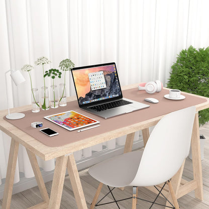 Hsurbtra Desk Pad, 23.6" x 13.8" PU Leather Desk Mat, M Extended Mouse Pad, Waterproof Desktop Blotter Protector, Non-Slip Ultra Thin Small Laptop Keyboard Writing Mat for Office Home, Pink