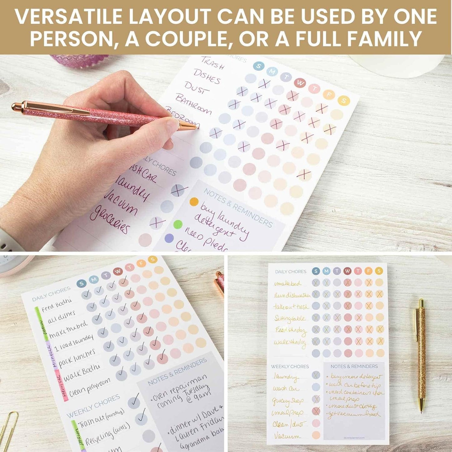 bloom daily planners Magnetic Chore Chart Planning Pad - Daily & Weekly Habit To Do Tracker - Family Organizer and Responsibility Reward System - 60 Sheets - 6” x 9”, Pastel