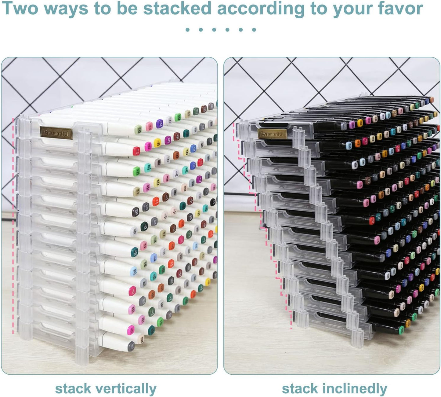 Universal 6 Layers Tray Universal Marker Storage Rack, Penholder Display for 90 Pens SN01 Pencil Organizer Holder for Desk (Clear-6 layers)