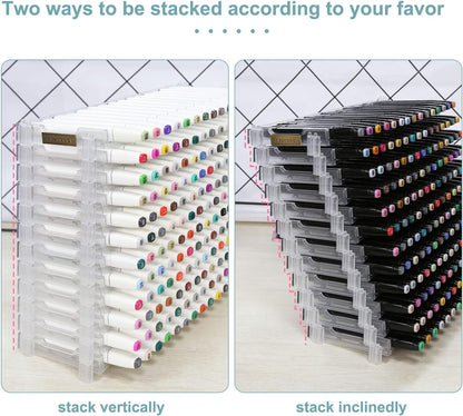 Universal 6 Layers Tray Universal Marker Storage Rack, Penholder Display for 90 Pens SN01 Pencil Organizer Holder for Desk (Clear-6 layers)