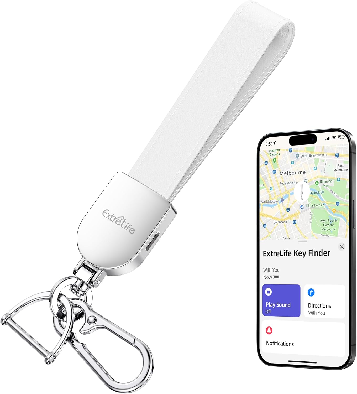 Keychain, Works with Apple Find My, Leather Car Keychain for Women and Men, Car Key Fob Holder, Key Chain with GPS Tracker, Anti-Lost Smart Keys Finder, Rechargeable, Black