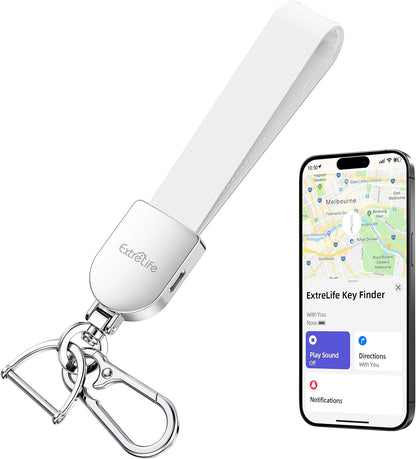 Keychain, Works with Apple Find My, Leather Car Keychain for Women and Men, Car Key Fob Holder, Key Chain with GPS Tracker, Anti-Lost Smart Keys Finder, Rechargeable, Black