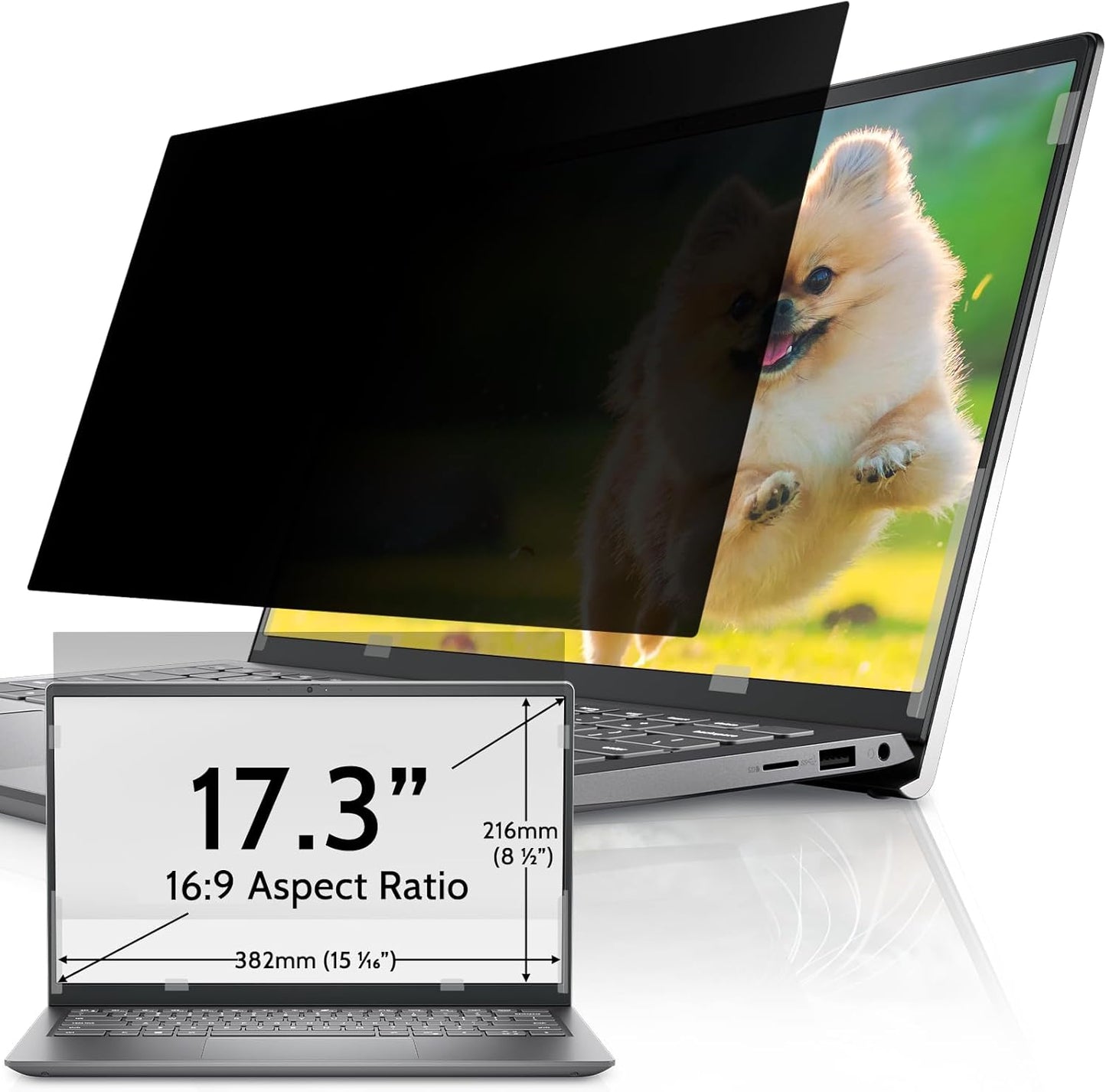 IPROKKO Laptop Privacy Screen 14 Inch 16:9 Aspect, Compatible with HP, Dell, Acer, Asus, Samsung, Lenovo Yoga & More, Removable Anti Blue Light Glare Spy Computer Monitor Filter Security Shield