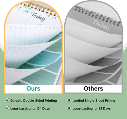 104 Pgs To Do List Notepad - Daily Planner Notepad Undated 52 Duplex-Printed Undated Sheets Tear Off, 6.5" x 9.8" Checklist Productivity Organizer with Hourly Schedule for Tasks