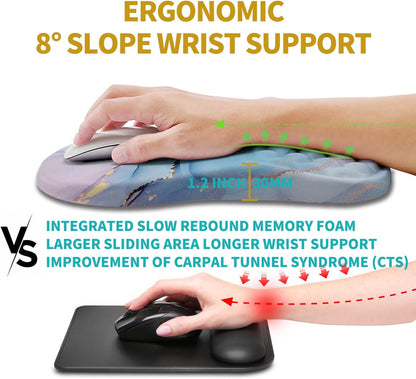 Hokafenle Ergonomic Mouse Pad Wrist Support, Wrist Rest Mousepad for Carpal Tunnel Pain Relief with Integrated Memory Foam Slope Massage Bulge (11.8x7.9 inch,Topographic Contour)