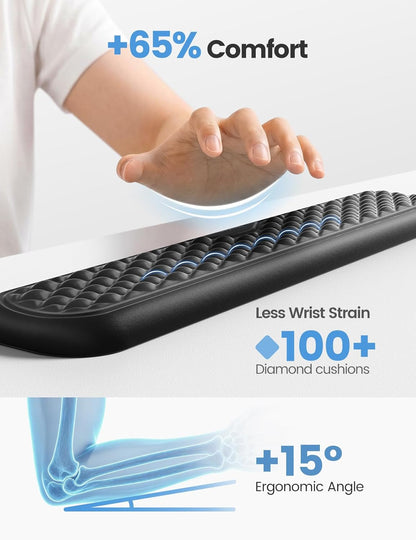 Vaydeer 60%-75% Keyboard Wrist Rest, Memory Foam Hand Rest Support Pad Padded for Office, Computer, Laptop, Mac Typing and Wrist Pain Relief and Repair(14.17inch,Black)