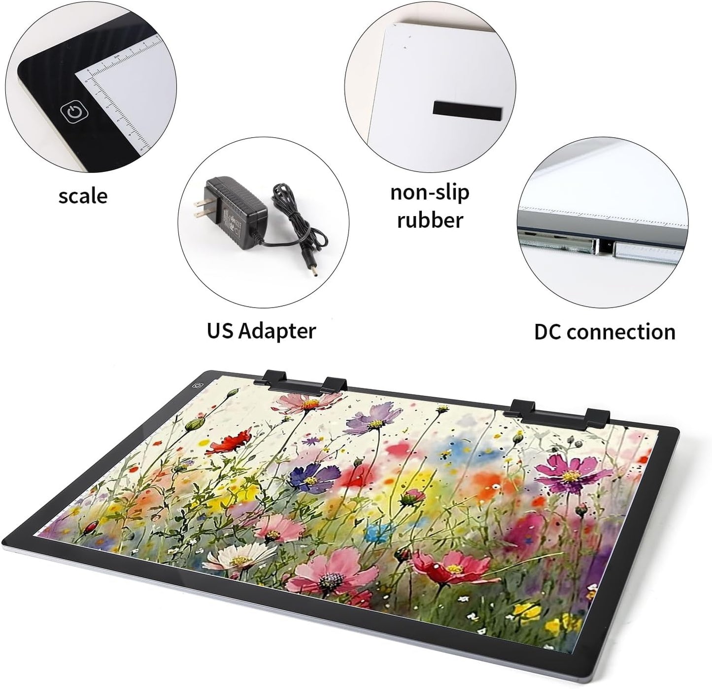 Zocelight A3 Light Pad for Diamond Painting Kit,4800Lux Super Bright 5mm Ultra Thin Diamond Art Light Board with Stand and Clip,3 Levels Dimming Light Box for Artists,Drawing,Sketching,Animation
