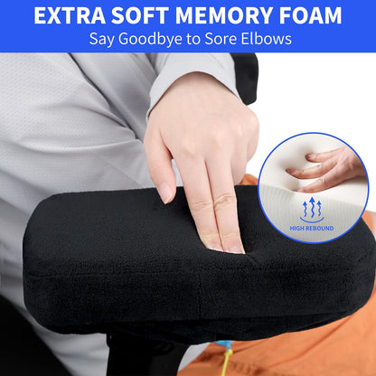 YOUFi Office Chair Arm Pads Extra Soft Velvet Arm Rest Covers for Elbows & Forearms Pressure Relief, Set of 2 Armrest Covers for Desk Chair, Gaming Chair (Black)