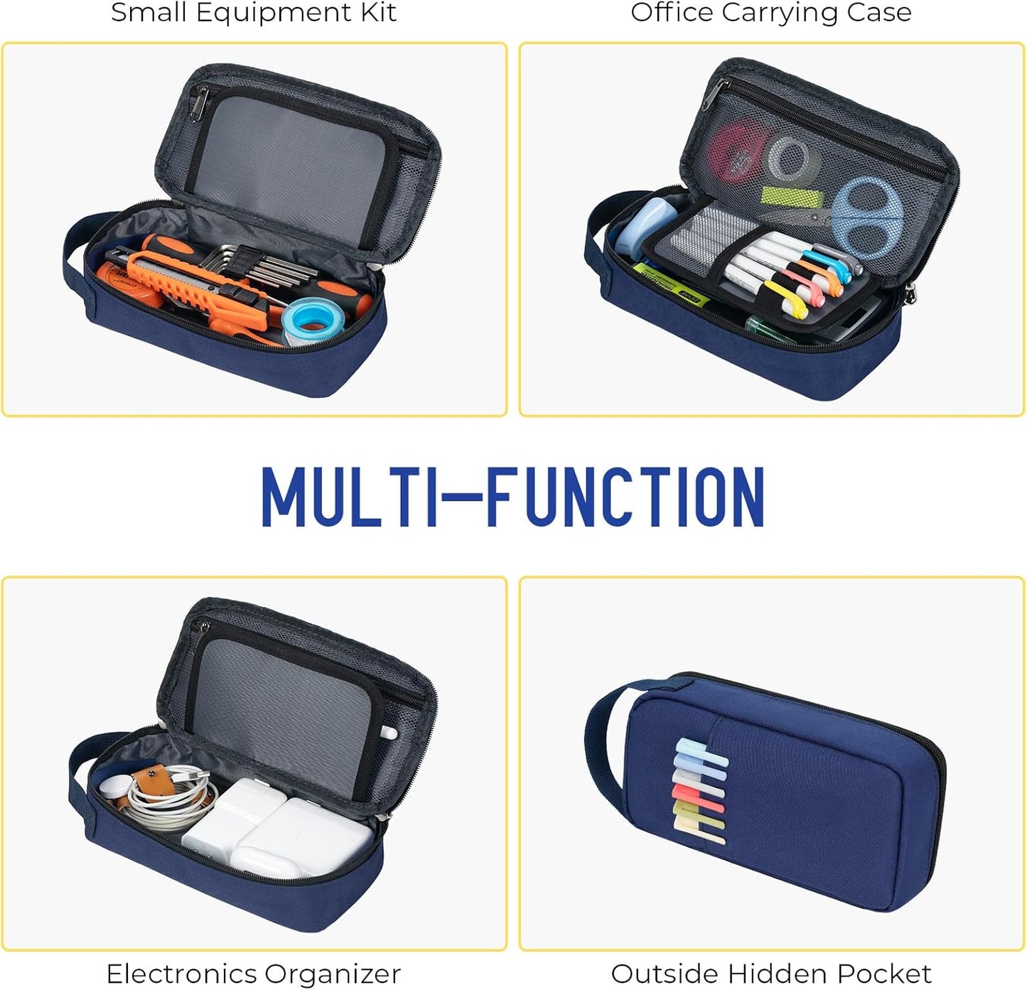 ECHSRT Big Pencil Case, Aesthetic Portable Zipper Pencil Bag with Hidden Pocket, Special Pouch for Men Women Adults, Stationery Organizer Pen Cases for Office Travel,Black