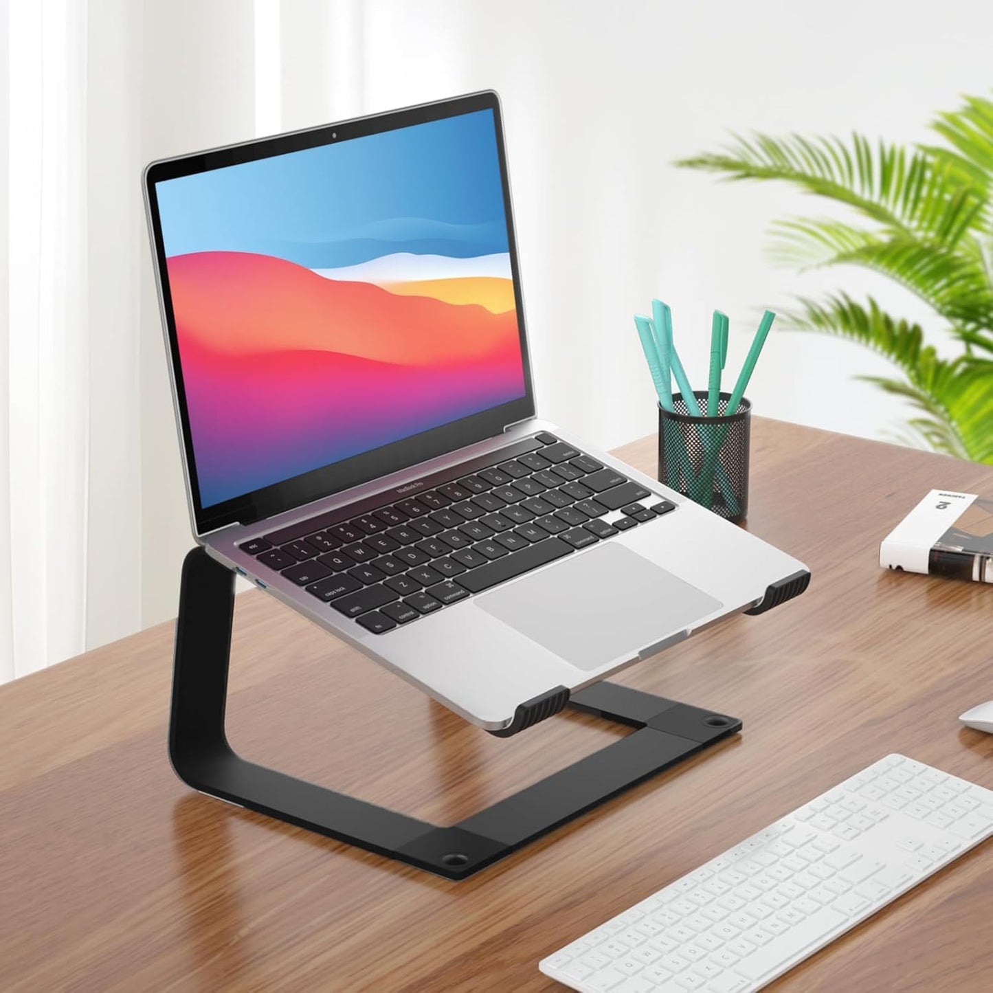 Laptop Stand for Desk Adjustable Computer Stand with 360 Rotating Base Ergonomic Laptop Riser Mount for Desk Foldable Protable Computer Desk Fits with MacBook Pro Air, Rectangle