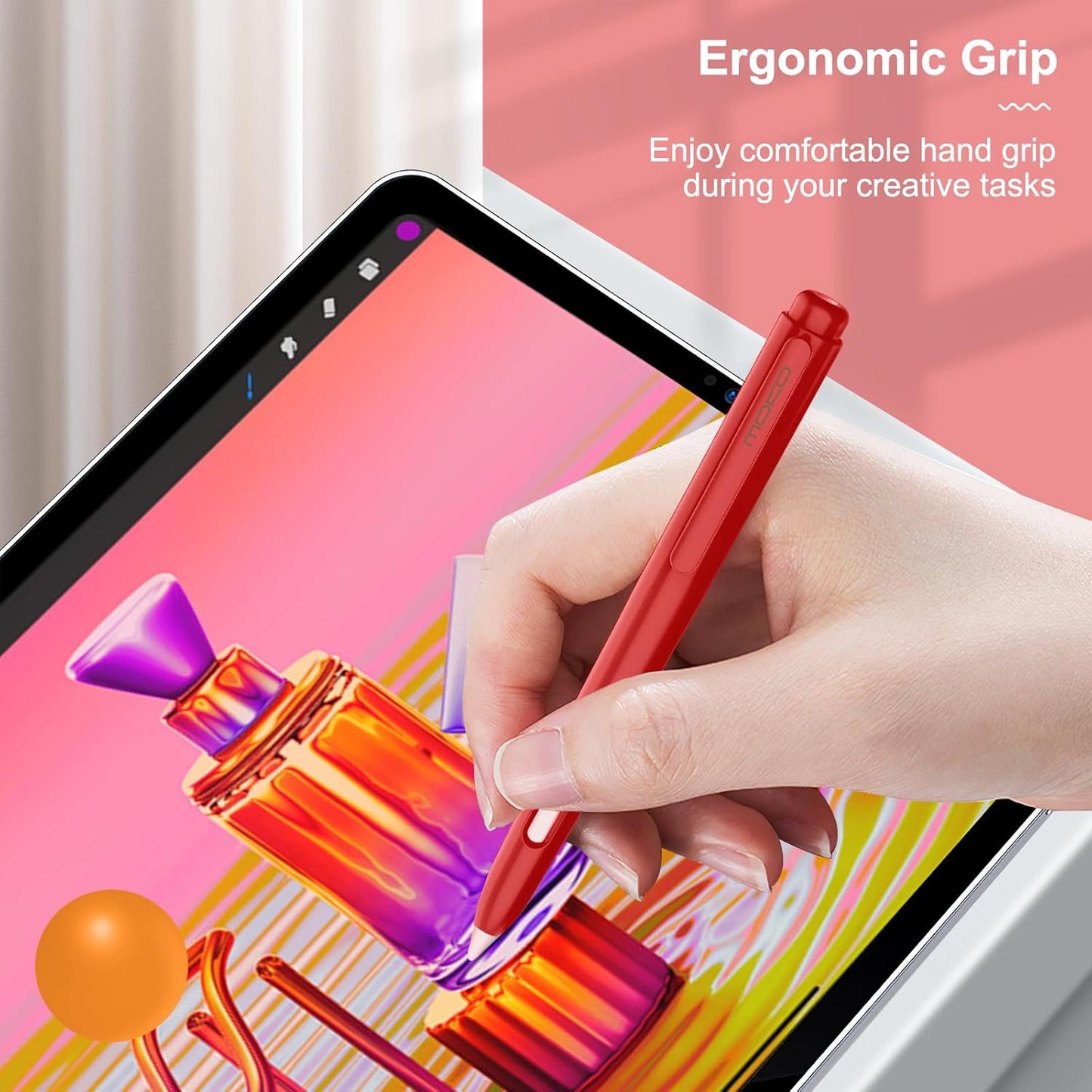 MoKo Holder Case Compatible with Apple Pencil 2nd Generation, Retractable Protective Apple Pencil Cover with Sturdy Clip, Hard PC Apple Pencil Case, Support Double-Tap, Dark Purple