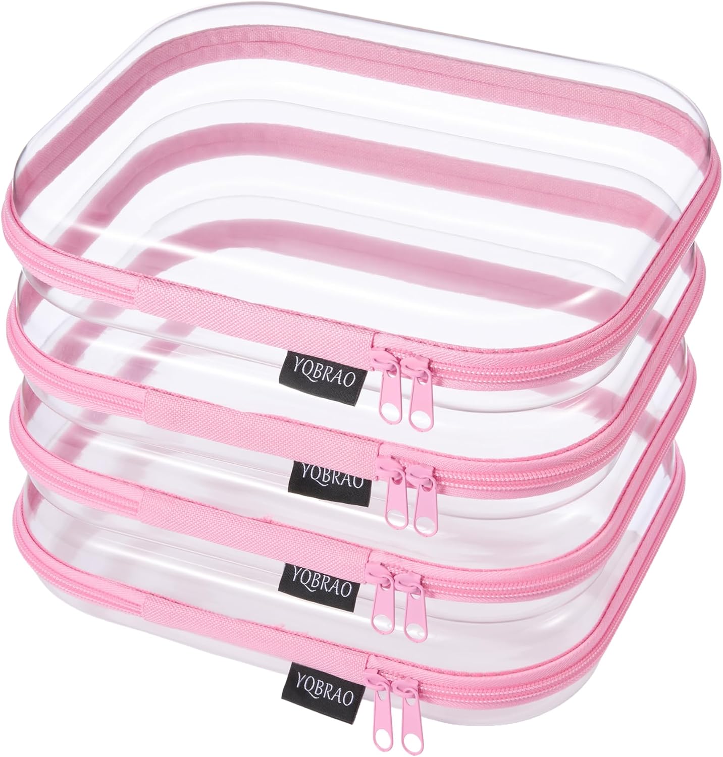 YQBRAO 6 Pack Clear Hard Shell Zipper Case, 1.2mm Heavy Duty Crush-Proof Diaper Bag Organizer Pouches, TSA Approved Travel Makeup Bag for Toiletries & Electronics, (2L, 2M, 2S) Multi-Size Storage Set