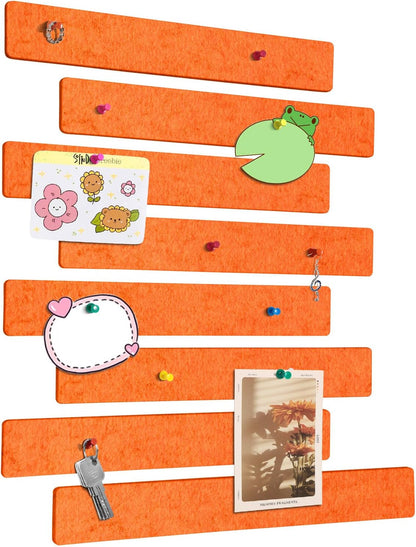 Cork Board for Walls - 8 Pack Felt Pin Board Bar Strips - Self-Adhesive Lightweight Bulletin Board - Cork Board for Office with 40 Push Pins No Damage for Wall