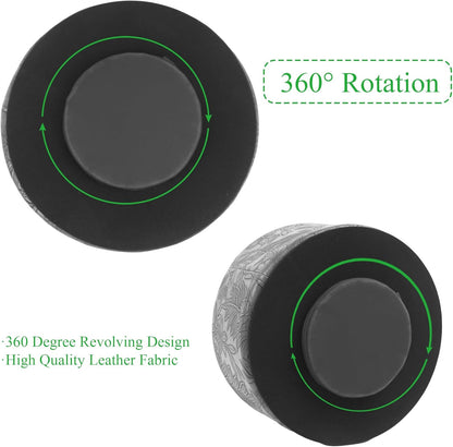 Round Leather Art Supply Organizer,Remote Control Holder,360 Degree Rotating,Multi-Functional Pencil Holder,4 Compartments Desktop Stationary Organizer(1-Fractal Flower) | Round - Colors C