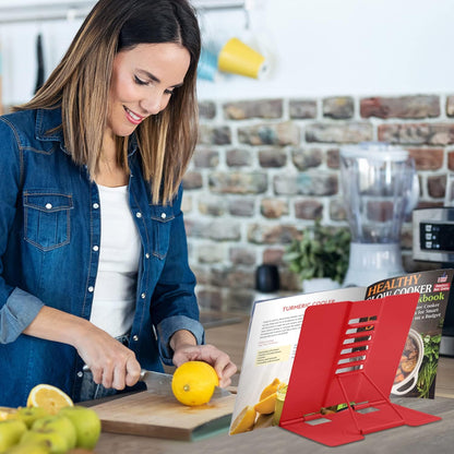 Honagu Book Stand Metal Desk Book Holder, Book Holders for Reading Hands Free, Adjustable Cookbook Documents Holder, Portable Bookstand for Music Books, Textbook, Recipe, Tablet, Ipad (Black)