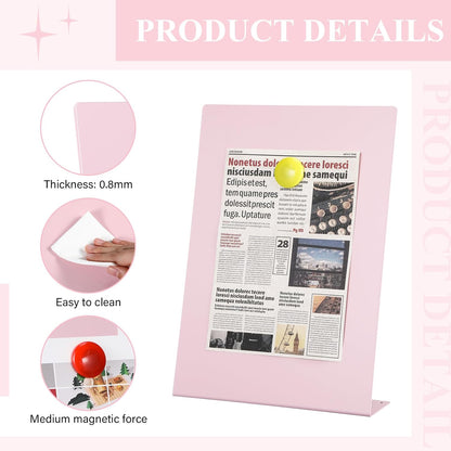 Shimeyao 2 Pcs Pink Magnetic Bulletin Board for Tabletops with 8 Magnets 10x7 Inch Memo Display Easel Stand for Home Office School Kitchen Table Supplies (Arched)
