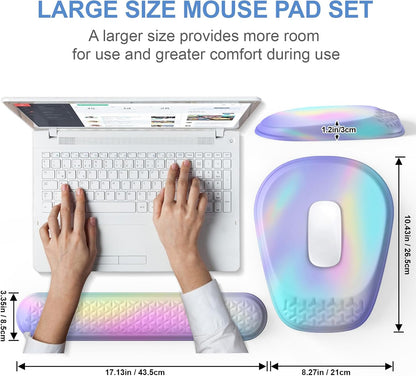 Mouse Pad with Wrist Rest, Comfortable Keyboard Wrist Rest, Memory Foam Wrist Rest for Computer Keyboard, Ergonomic Mouse Pad Set for Easy Typing & Pain Relief for Office Black