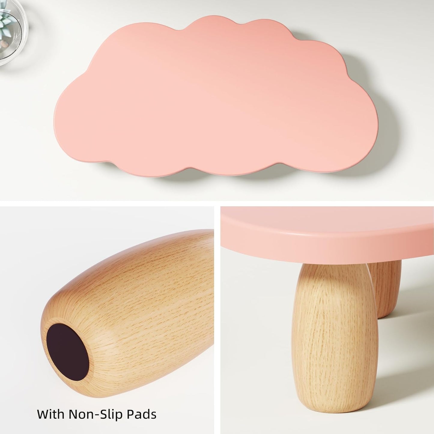 AFOOYO Monitor Stand Riser,Cloud-Shaped Sturdy Wood 16.5In Computer Monitor Riser Wirh Drawer, Multi-Purpose Desktop Organizer Riser for Computer,Laptop,Printer,TV,White
