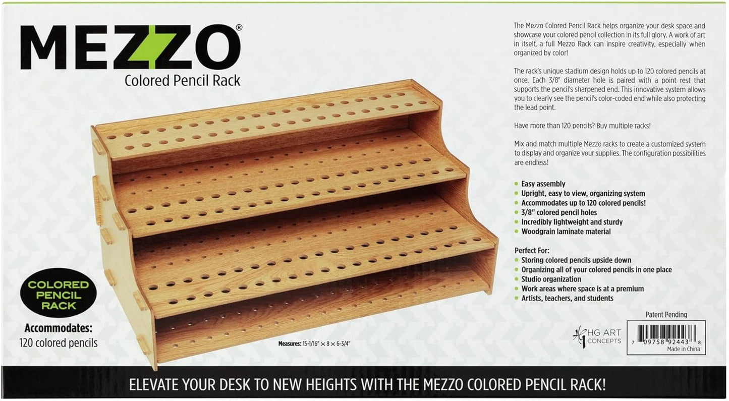 HG Art Concepts Mezzo Artist Drawing Rack - Wood Grain Laminate Multi Layer Desk Stand Professional Storage Display Organizer for Pens, Pencils, Drafting and all other Drawing Tools