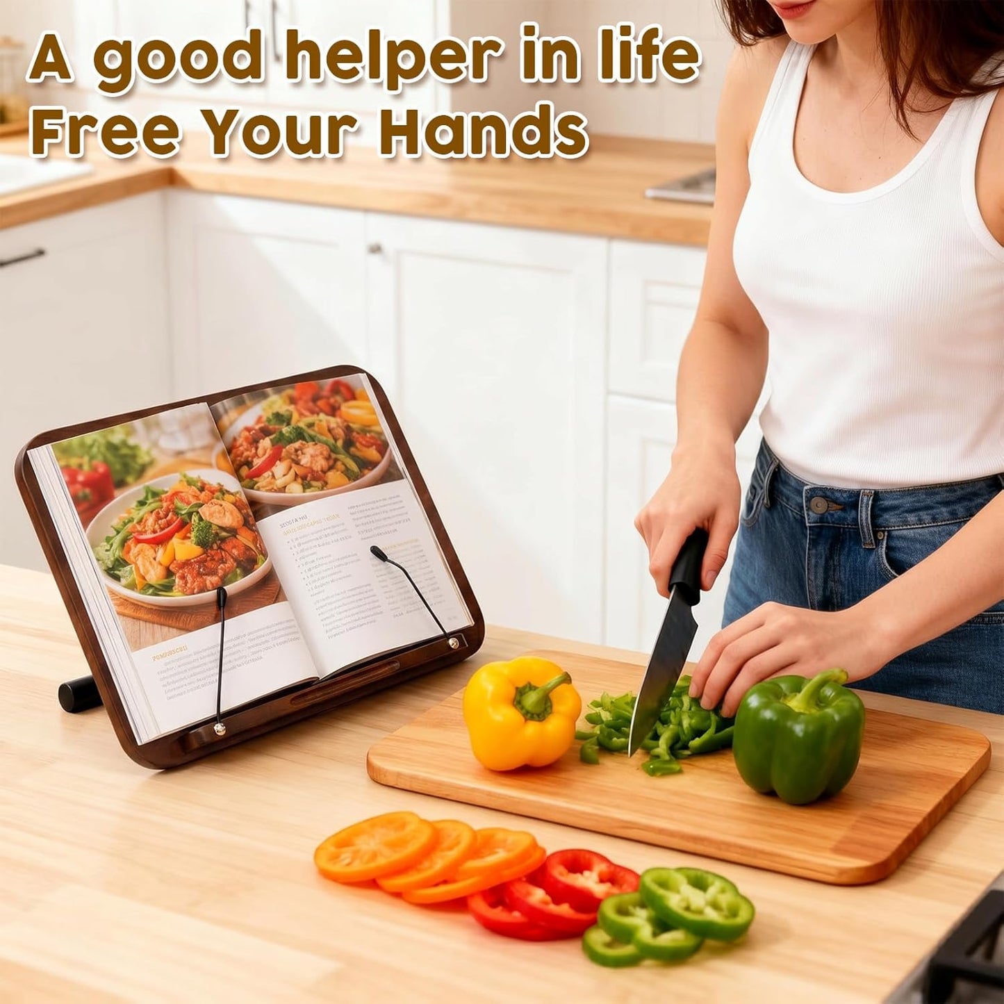 2 in 1 Dual-use Music Stand & Desktop Book Stand, Adjustable Height 16.5"-51", 100% Solid Wood Laptop Floor Stand Book Holder with Page Clips for Cookbooks, Sheet Music (Brown)